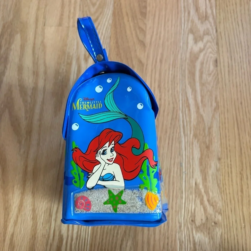 Vintage Disney Little Mermaid Plastic Mini Handle Bag Purse Pyramid 90s Blue